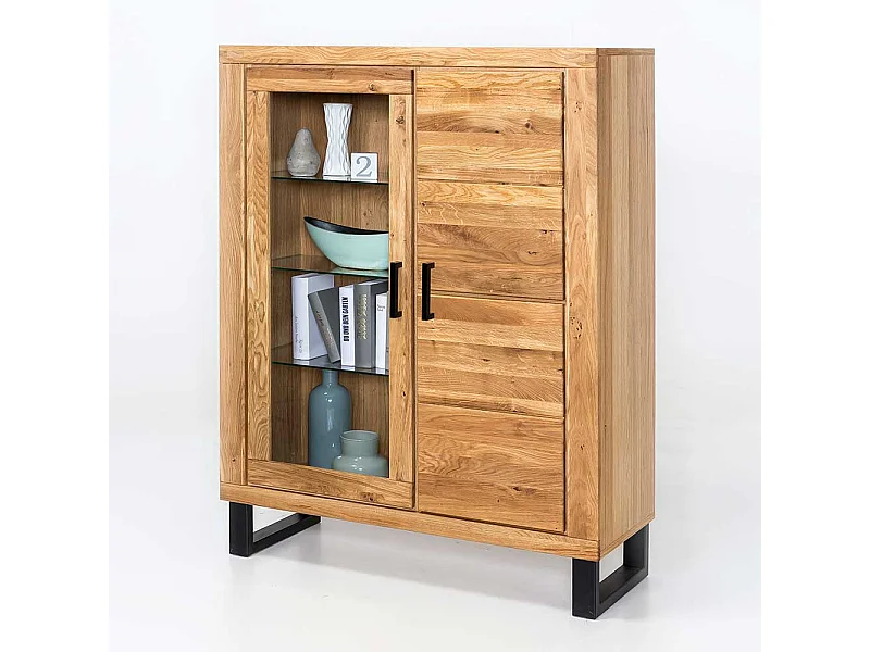 Wohnzimmervitrine aus Wildeiche geölt 110 cm breit