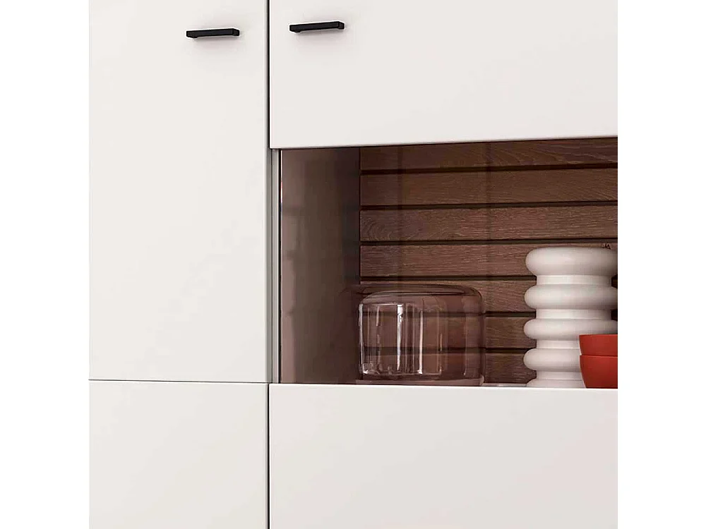 Esszimmervitrine weiss und Wildeichefarben Bügelgestell aus Metall