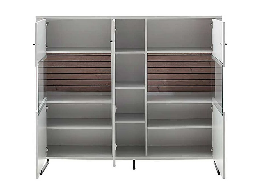 Esszimmervitrine weiss und Wildeichefarben Bügelgestell aus Metall