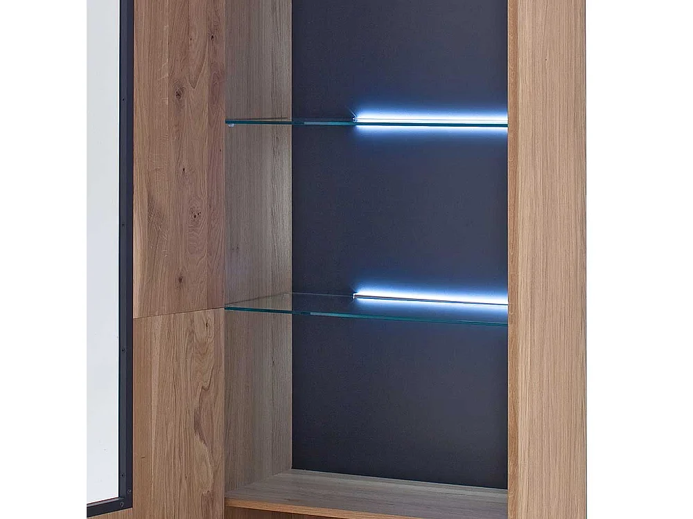 Esszimmervitrine in Eiche Bianco und Anthrazit modern