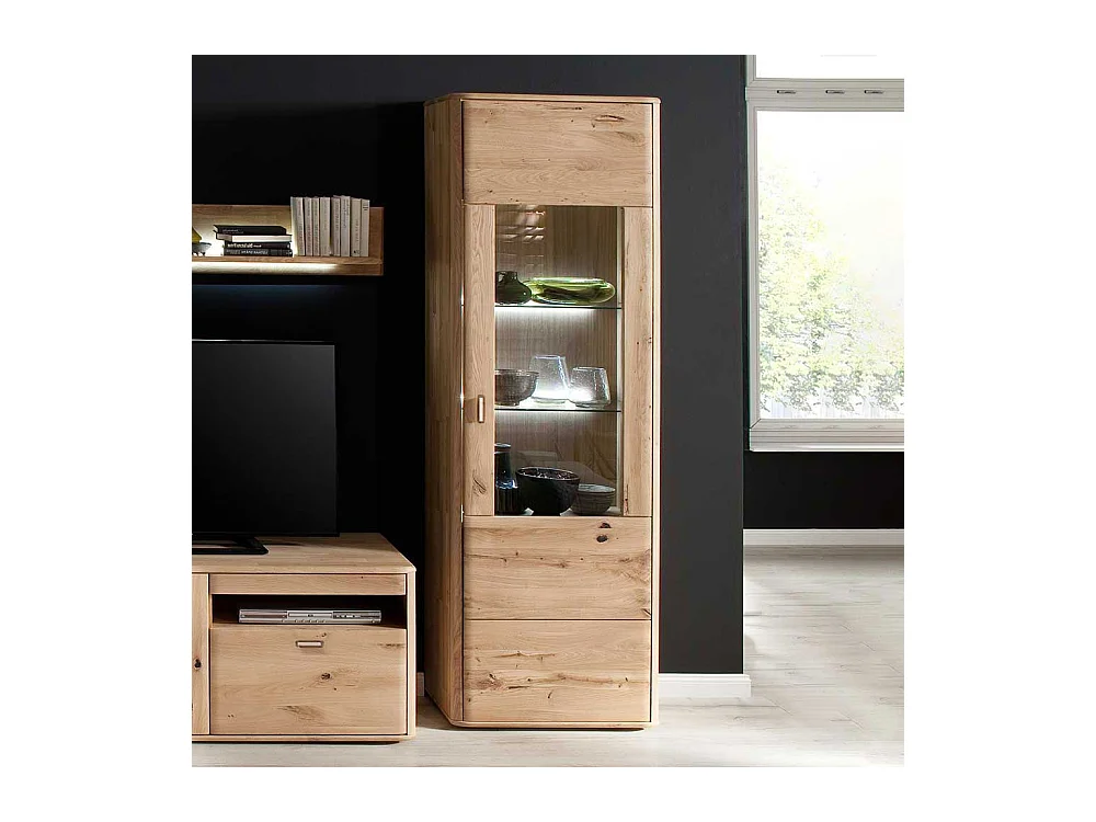 Standvitrine in Eiche Bianco Eiche Massivholz