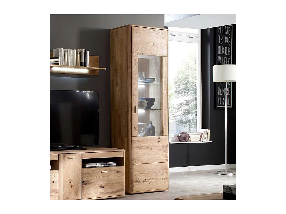 Standvitrine in Eiche Bianco Eiche Massivholz