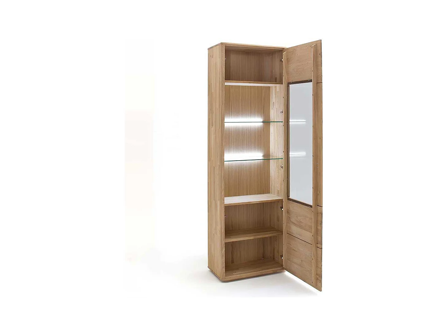 Standvitrine in Eiche Bianco Eiche Massivholz