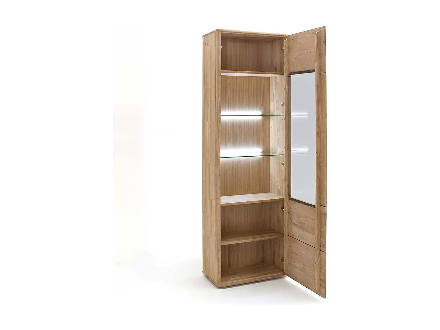 Standvitrine in Eiche Bianco Eiche Massivholz