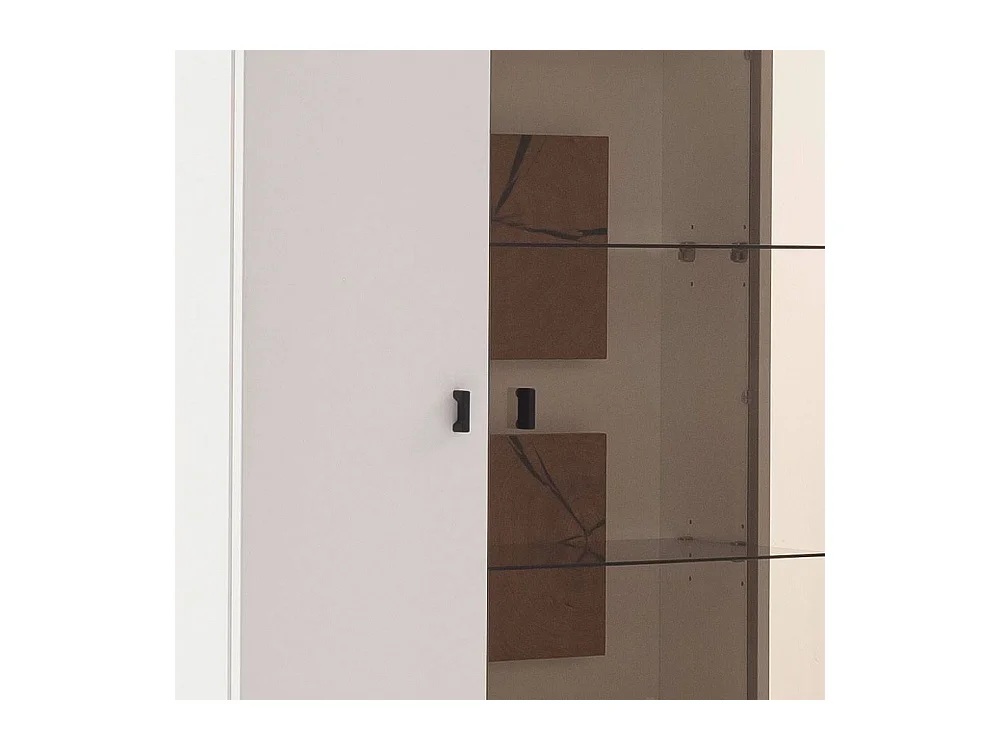 Wohnzimmervitrine Aufbewahrungsschrank in Soft White und Wildeichefarben