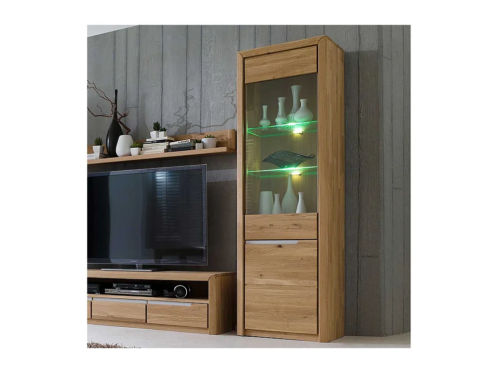 Wohnzimmervitrine aus Wildeiche Massivholz Bianco geölt