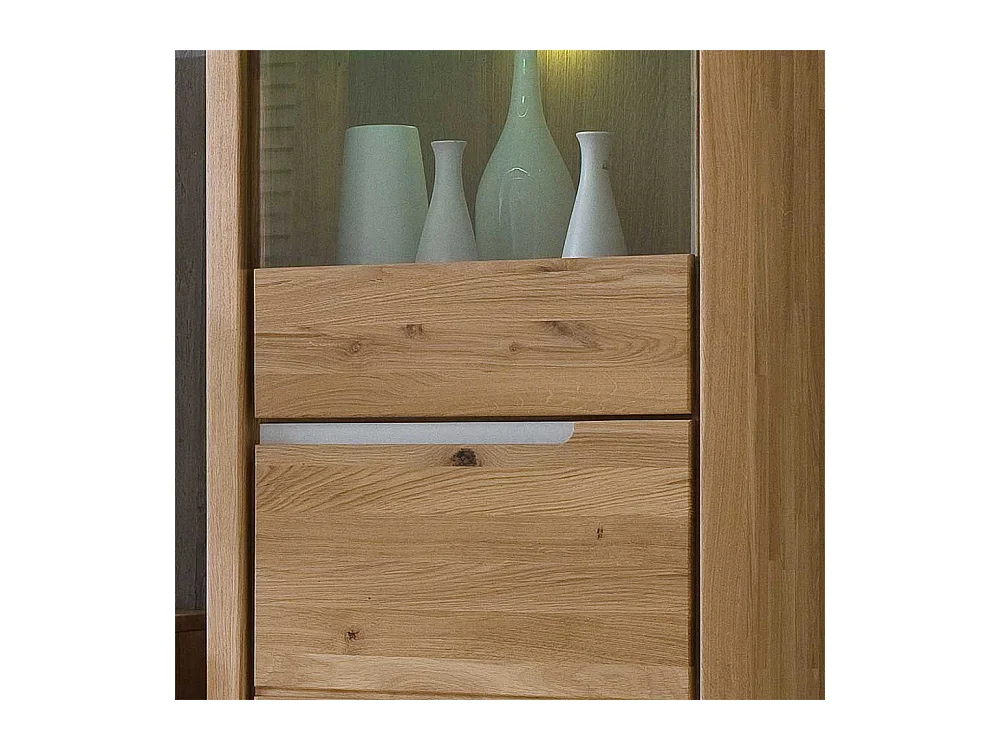 Wohnzimmervitrine aus Wildeiche Massivholz Bianco geölt