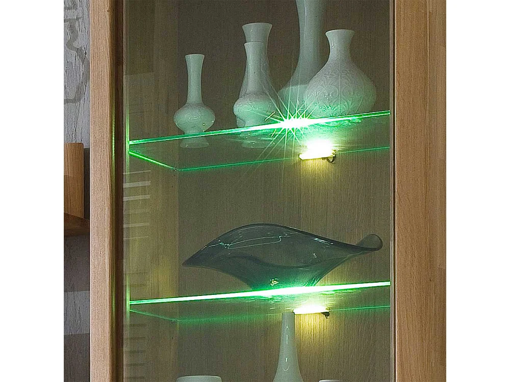 Wohnzimmervitrine aus Wildeiche Massivholz Bianco geölt