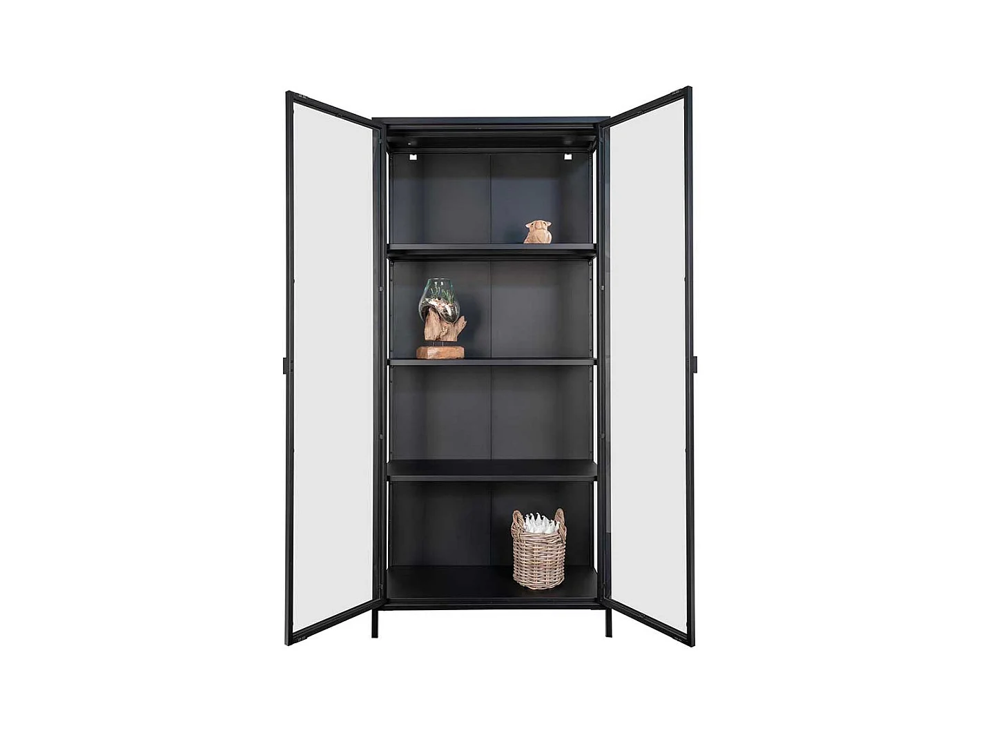 Wohnzimmervitrine in Schwarz 80 cm breit