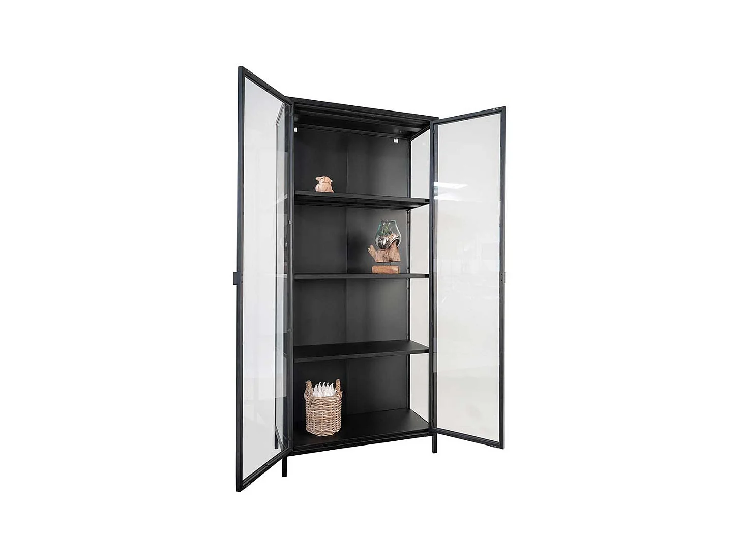 Wohnzimmervitrine in Schwarz 80 cm breit