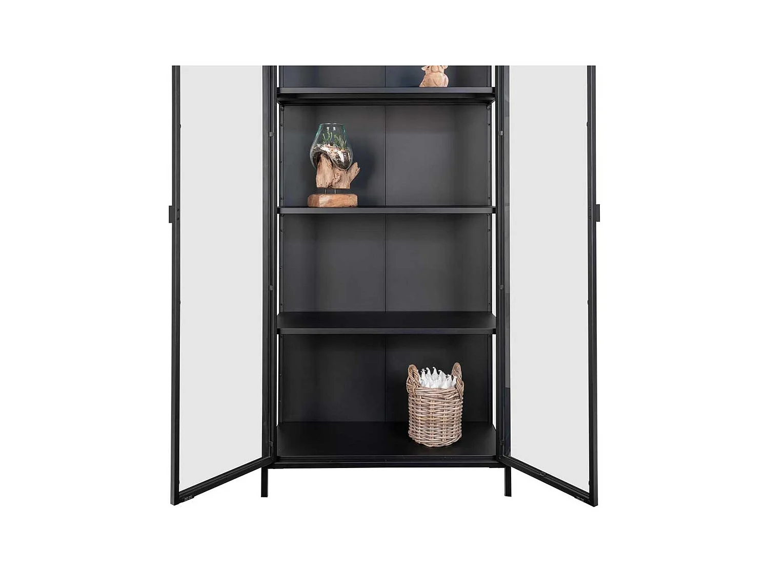 Wohnzimmervitrine in Schwarz 80 cm breit