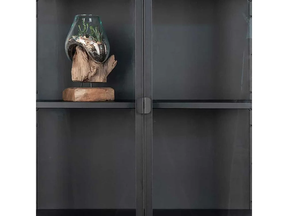 Wohnzimmervitrine in Schwarz 80 cm breit