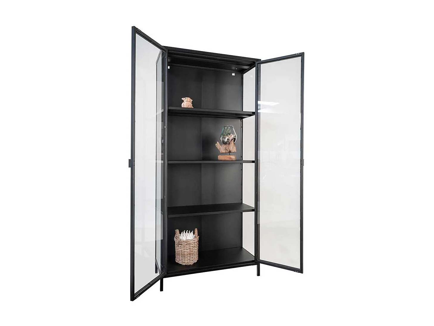 Wohnzimmervitrine in Schwarz 80 cm breit