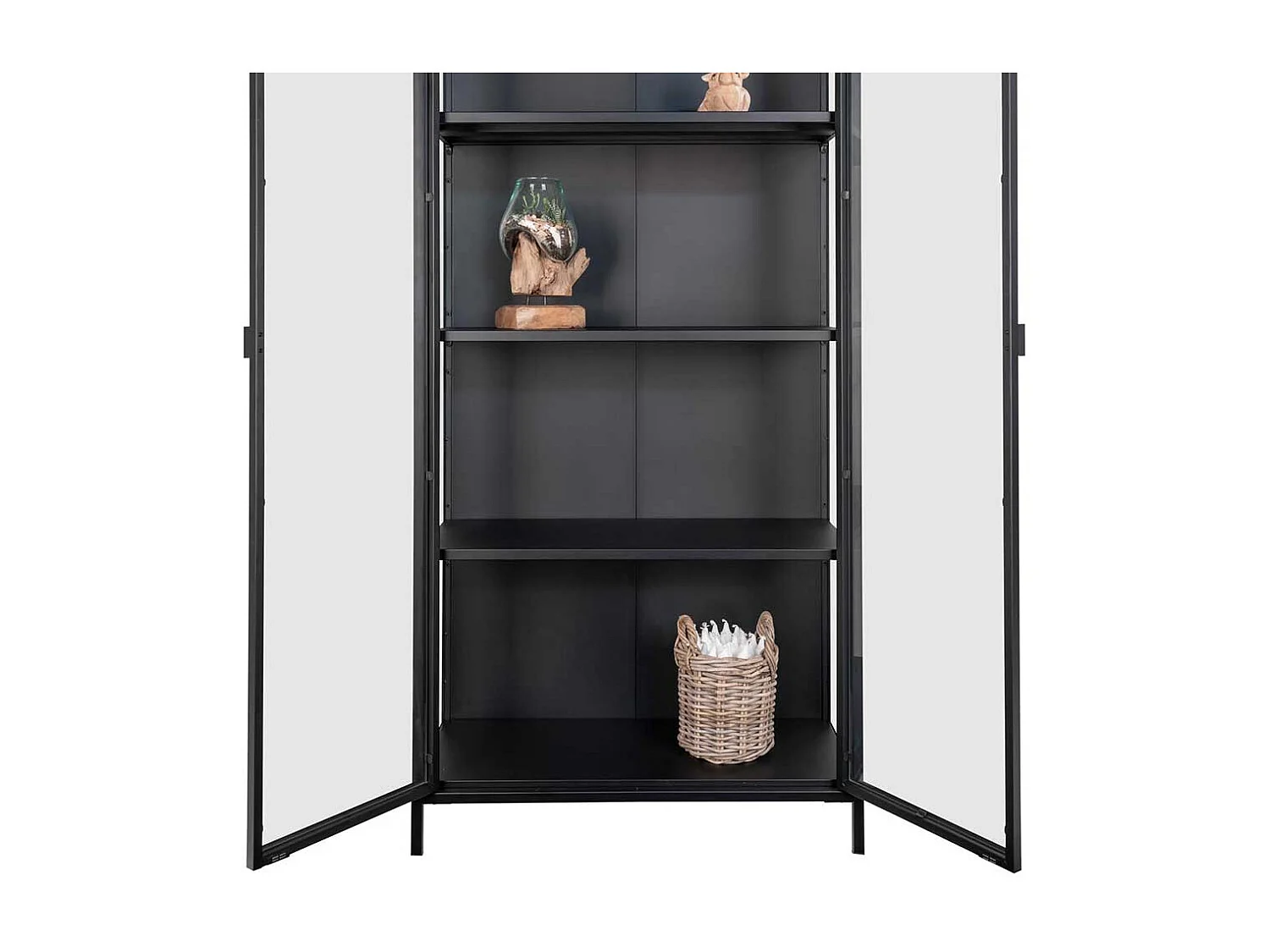 Wohnzimmervitrine in Schwarz 80 cm breit