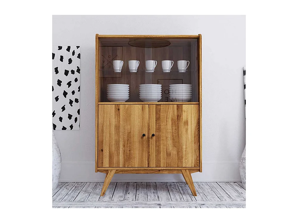 Esszimmervitrine aus Wildeiche Massivholz 100 cm breit