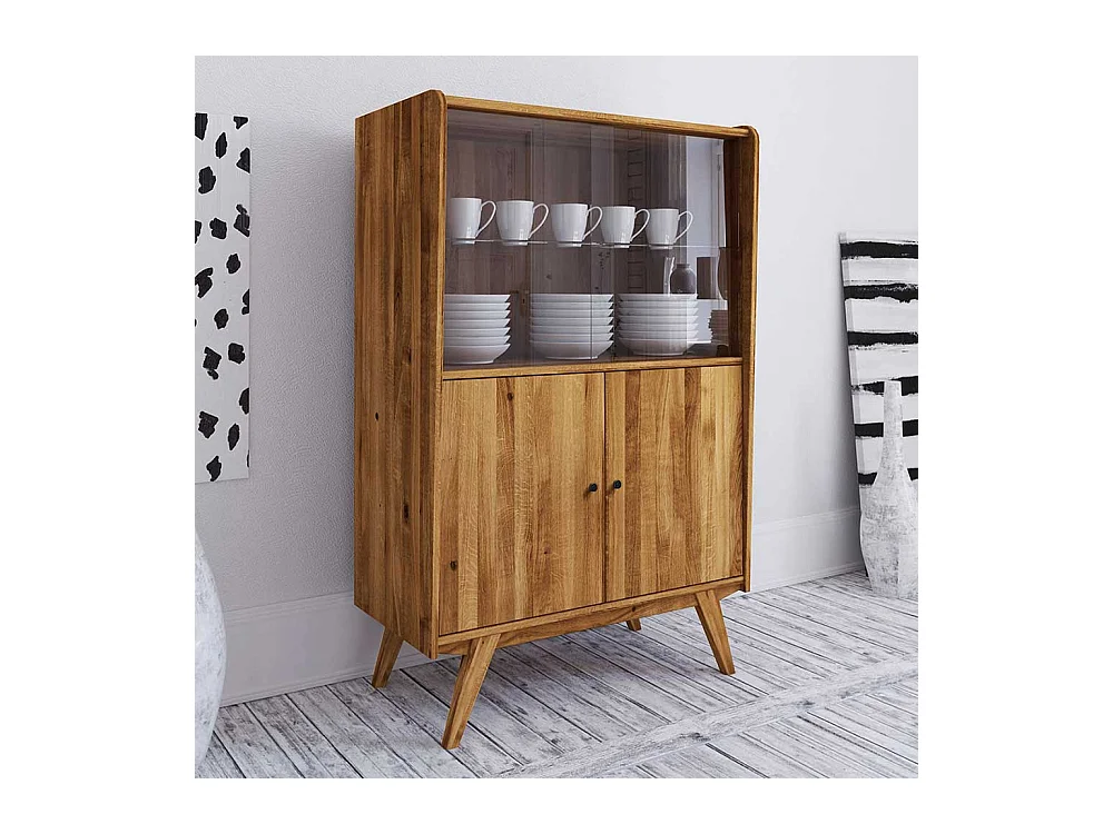 Esszimmervitrine aus Wildeiche Massivholz 100 cm breit