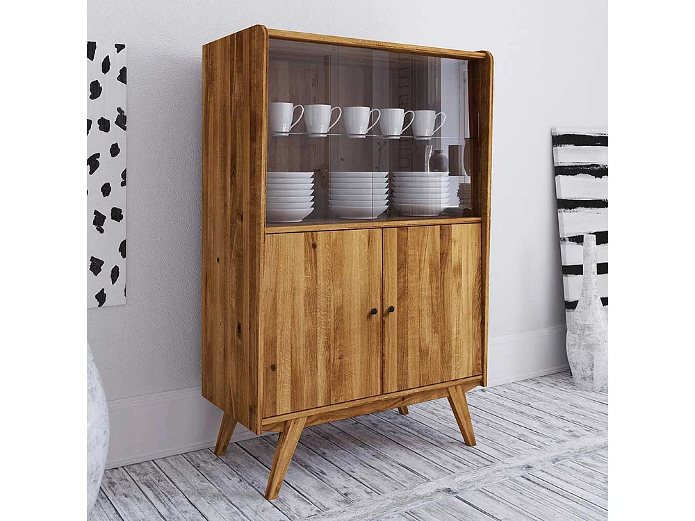Esszimmervitrine aus Wildeiche Massivholz 100 cm breit