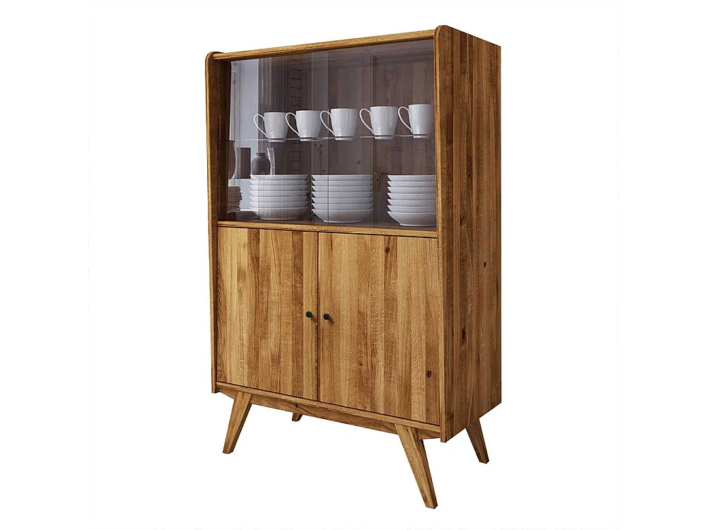 Esszimmervitrine aus Wildeiche Massivholz 100 cm breit