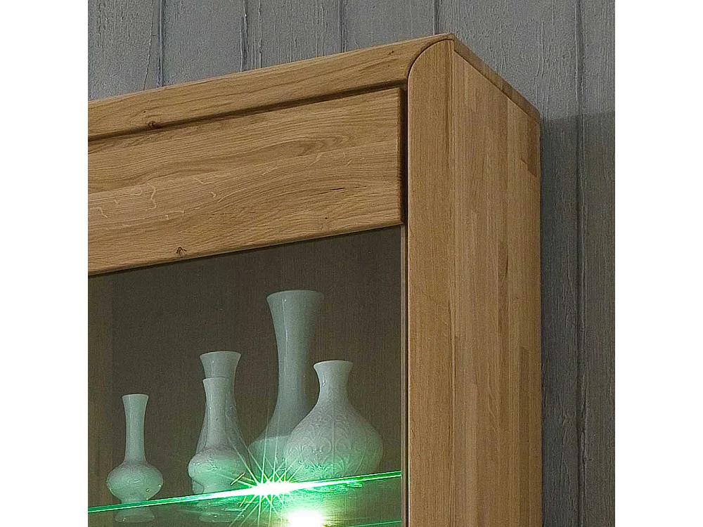 Wohnzimmervitrine aus Wildeiche Massivholz Bianco geölt