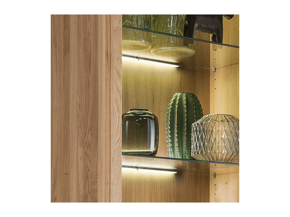 Wohnzimmervitrine aus Wildeiche Massivholz Hirnholzeinlage