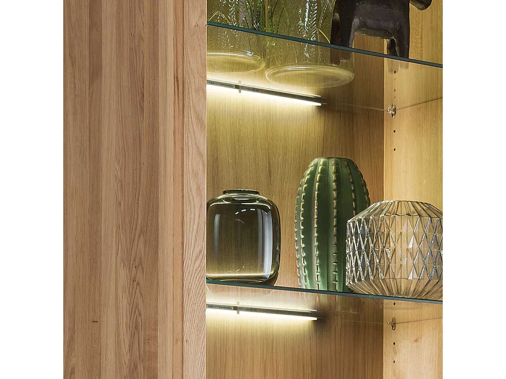 Wohnzimmervitrine aus Wildeiche Massivholz Hirnholzeinlage