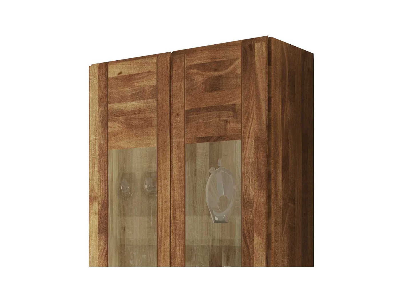 Wohnzimmer Hängevitrine aus Wildeiche Massivholz 2 türig