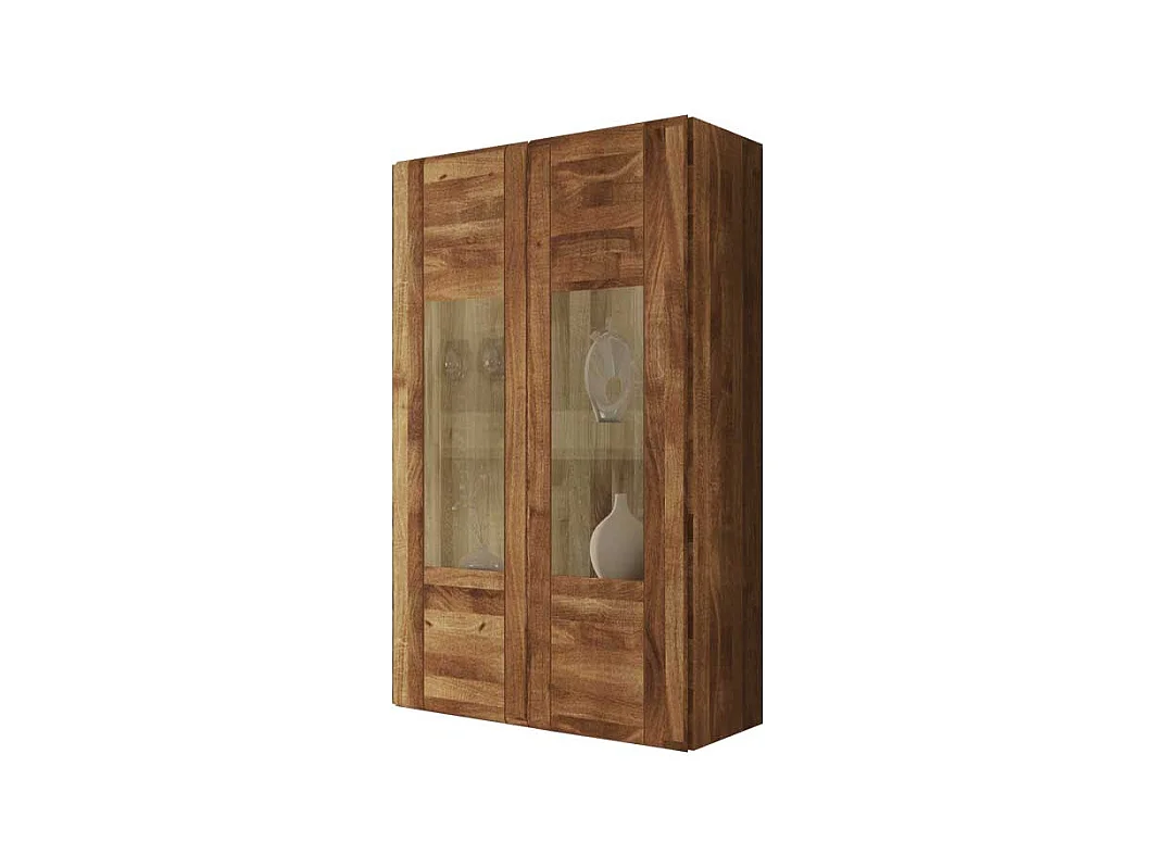 Wohnzimmer Hängevitrine aus Wildeiche Massivholz 2 türig