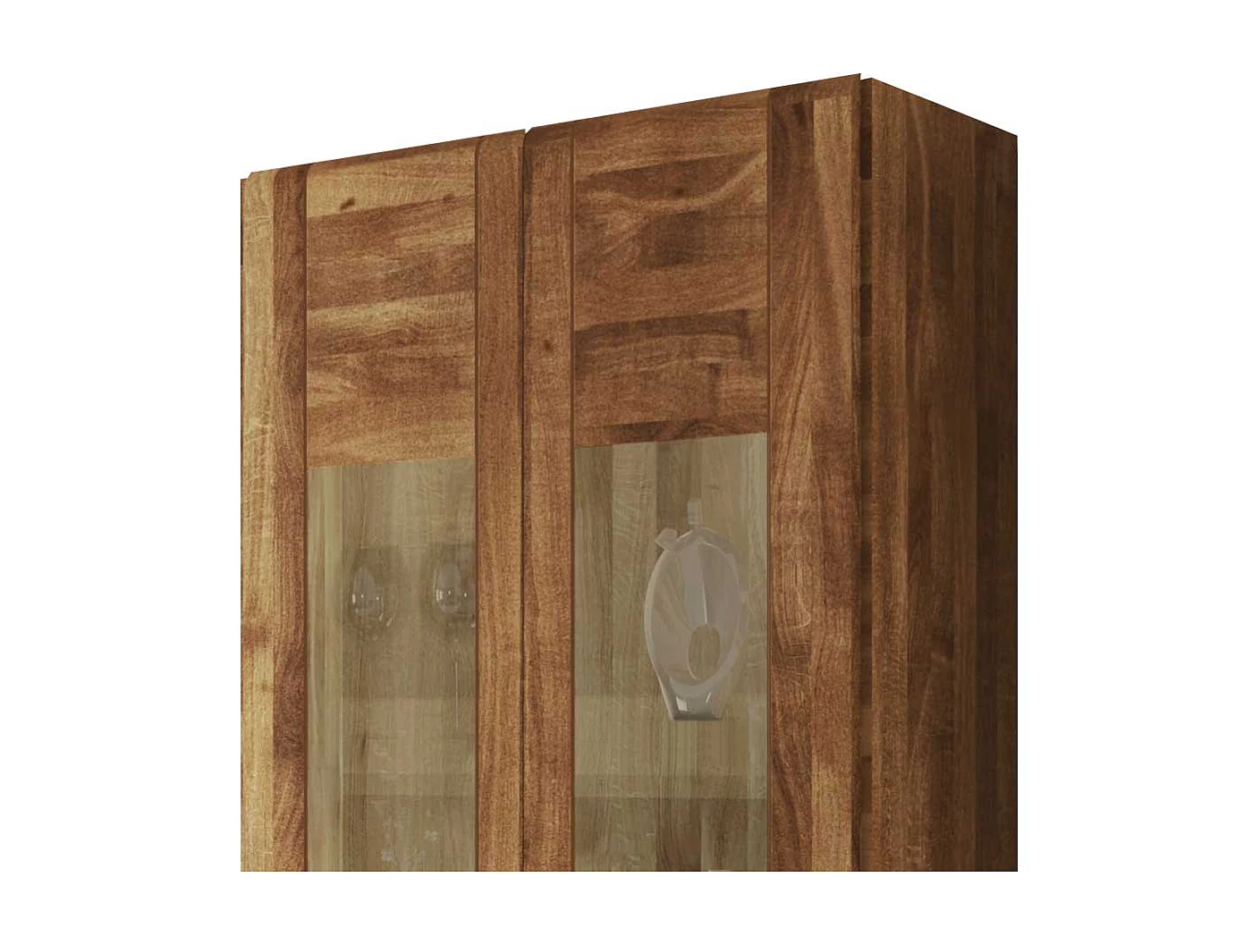 Wohnzimmer Hängevitrine aus Wildeiche Massivholz 2 türig