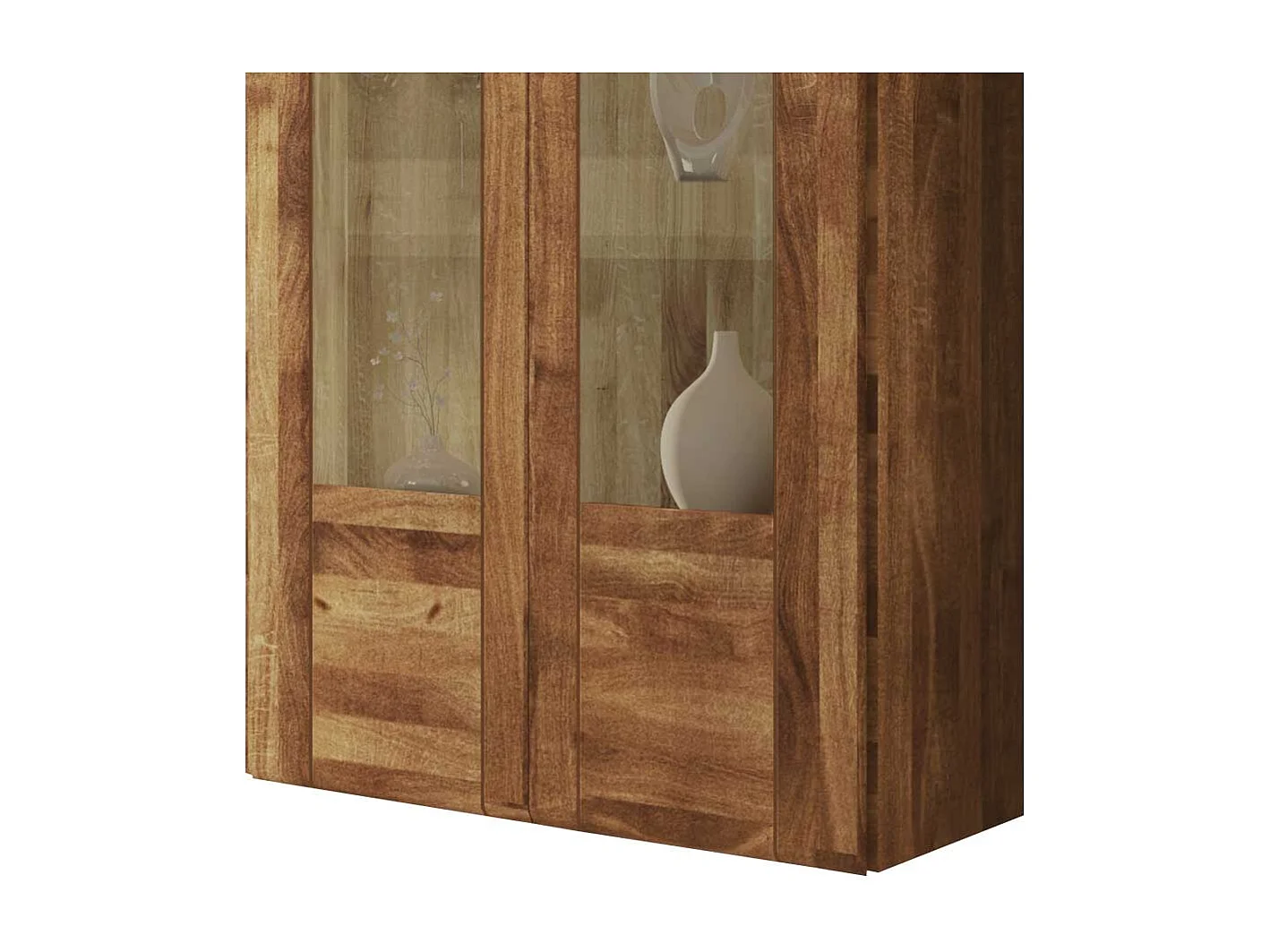 Wohnzimmer Hängevitrine aus Wildeiche Massivholz 2 türig