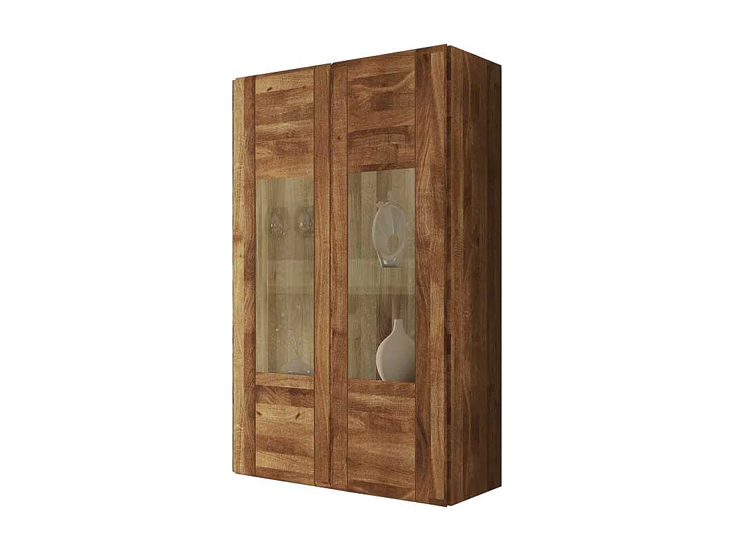 Wohnzimmer Hängevitrine aus Wildeiche Massivholz 2 türig