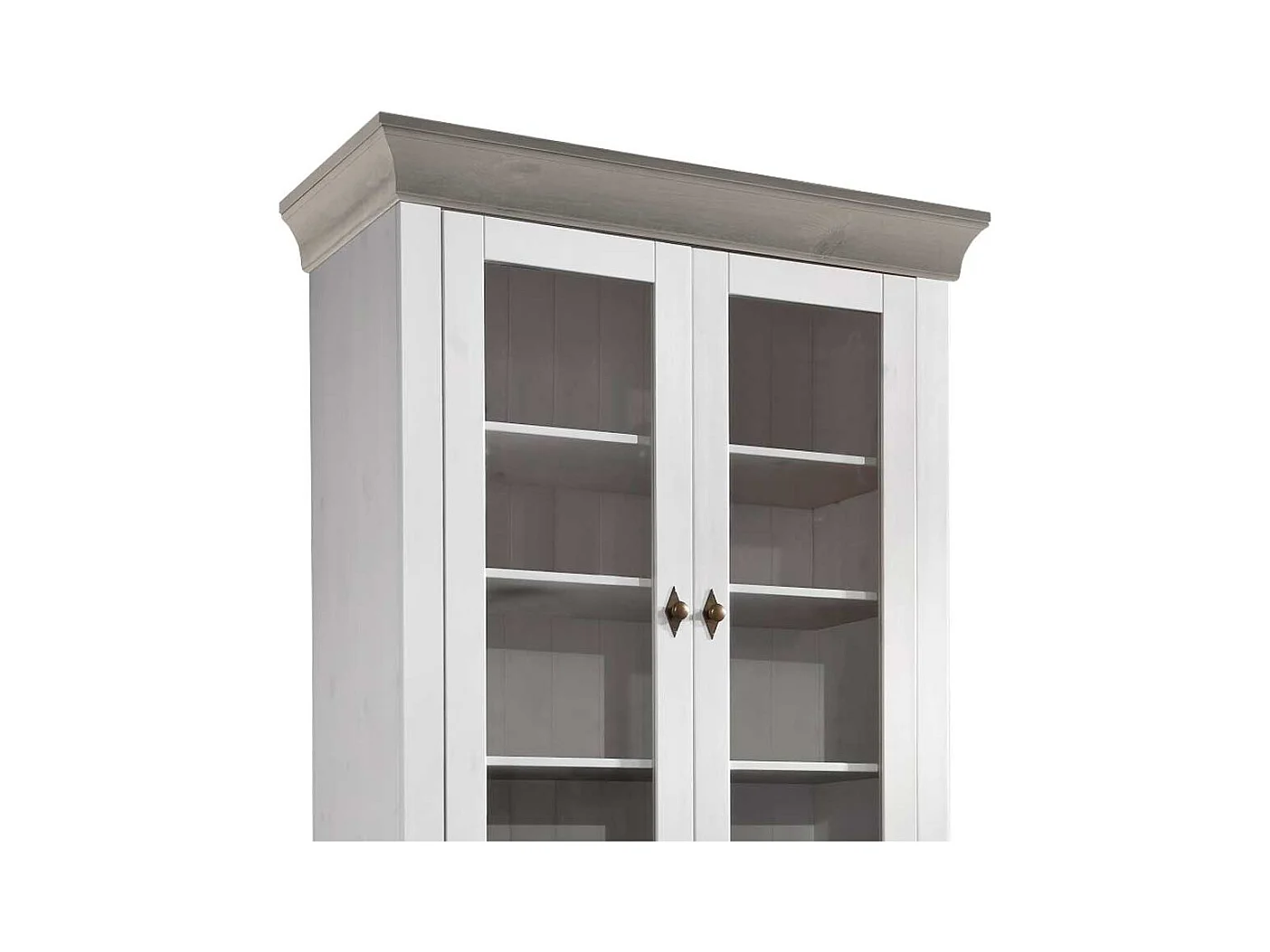 Standvitrine in Weiß Grau Kiefer teilmassiv