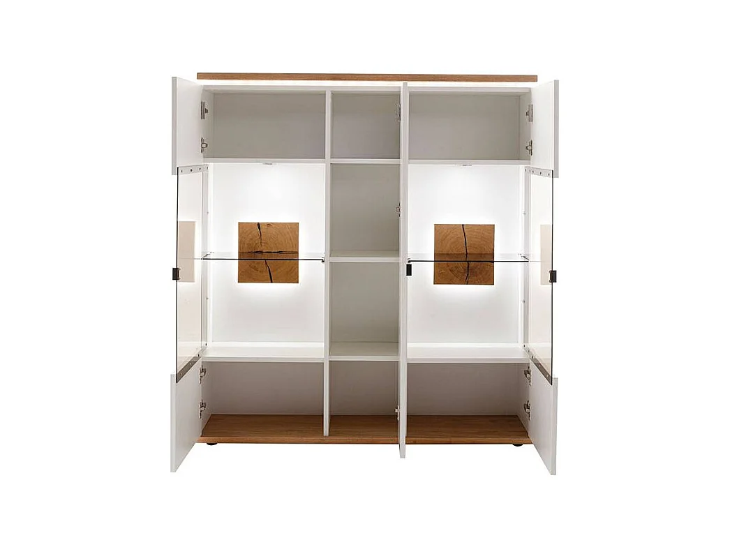 Standvitrine Wohnzimmervitrine mit Glastüren in Soft White