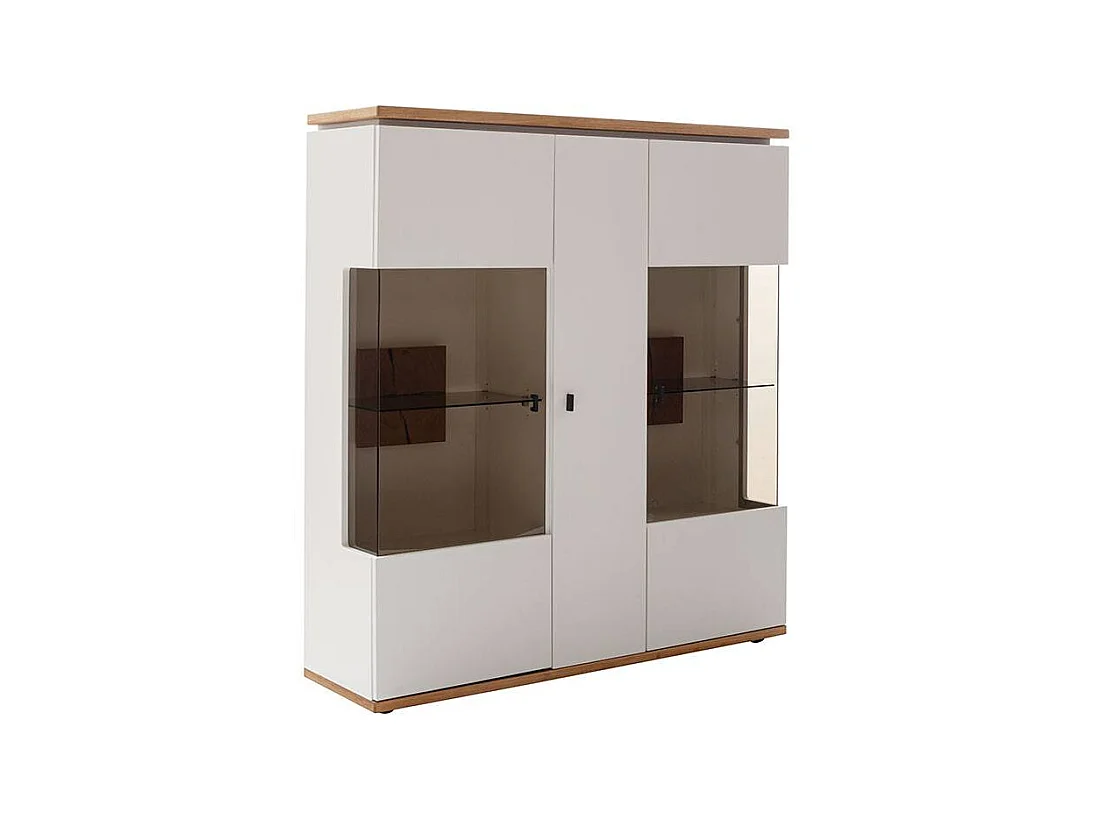 Standvitrine Wohnzimmervitrine mit Glastüren in Soft White