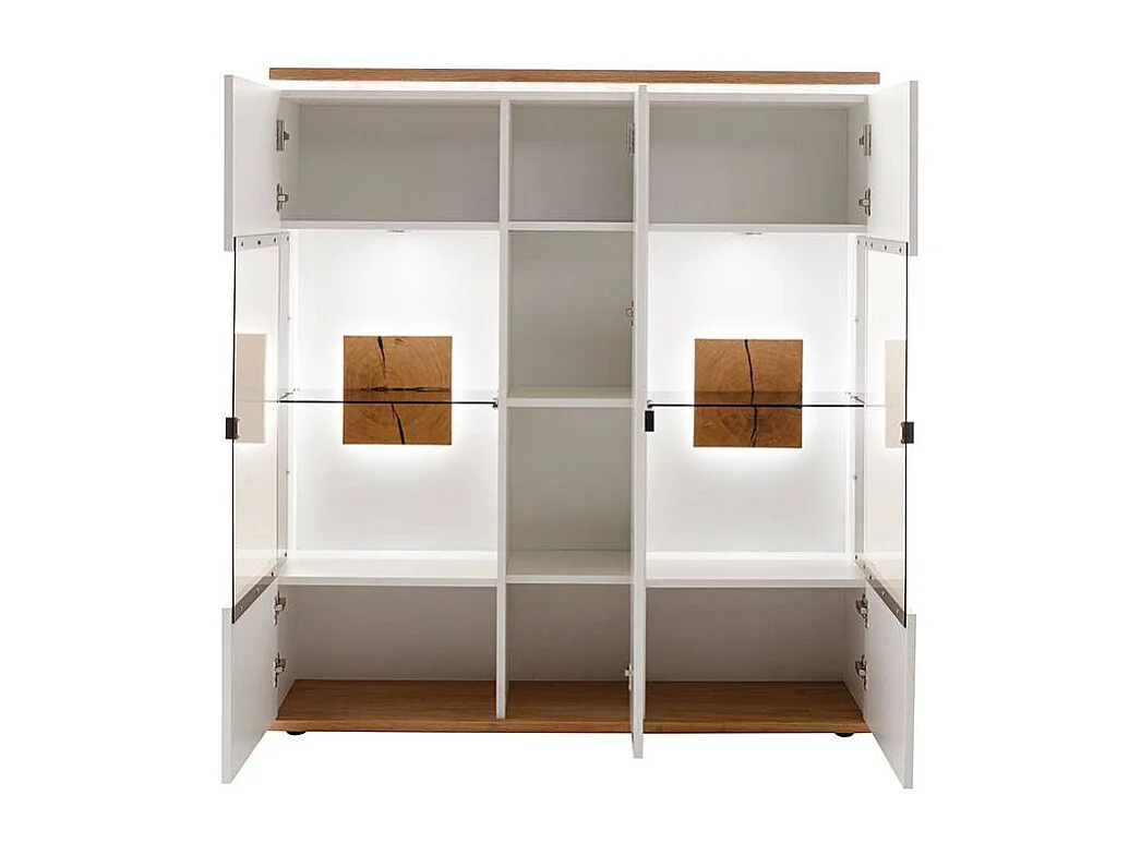 Standvitrine Wohnzimmervitrine mit Glastüren in Soft White
