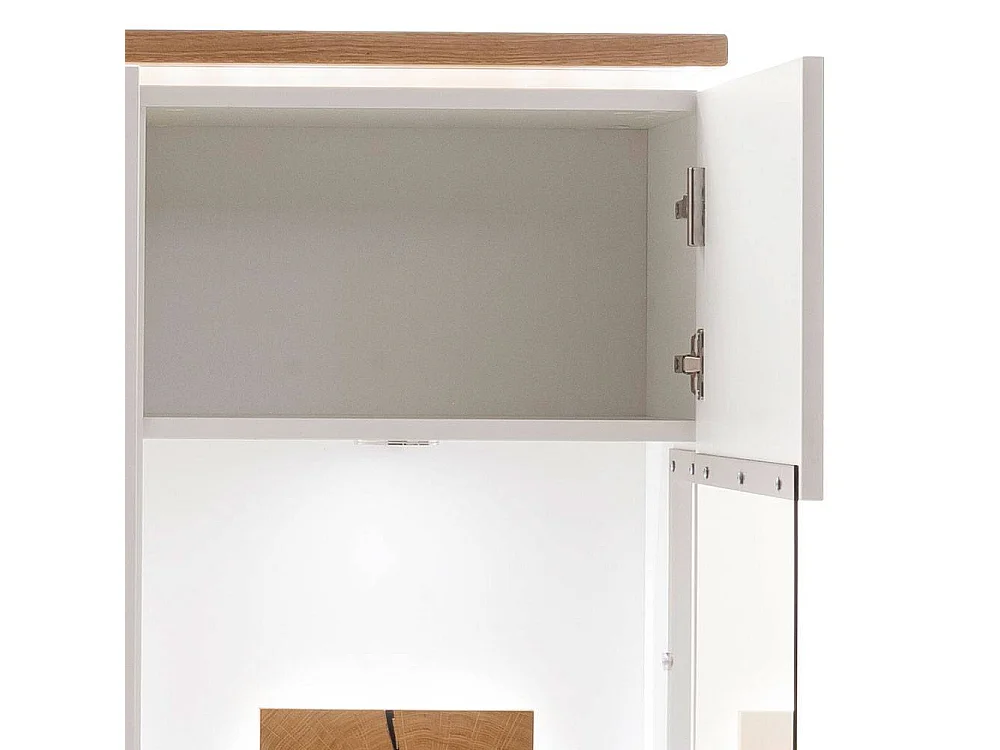 Standvitrine Wohnzimmervitrine mit Glastüren in Soft White