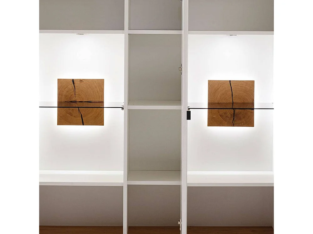 Standvitrine Wohnzimmervitrine mit Glastüren in Soft White