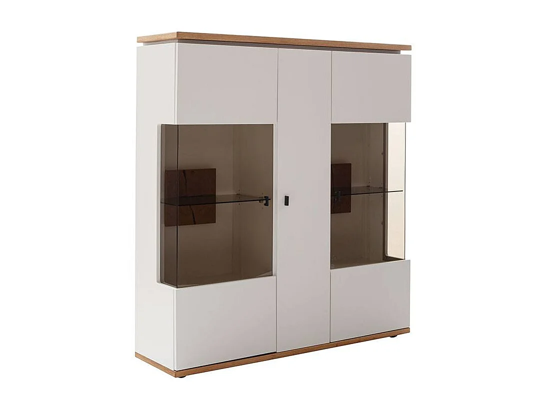 Standvitrine Wohnzimmervitrine mit Glastüren in Soft White