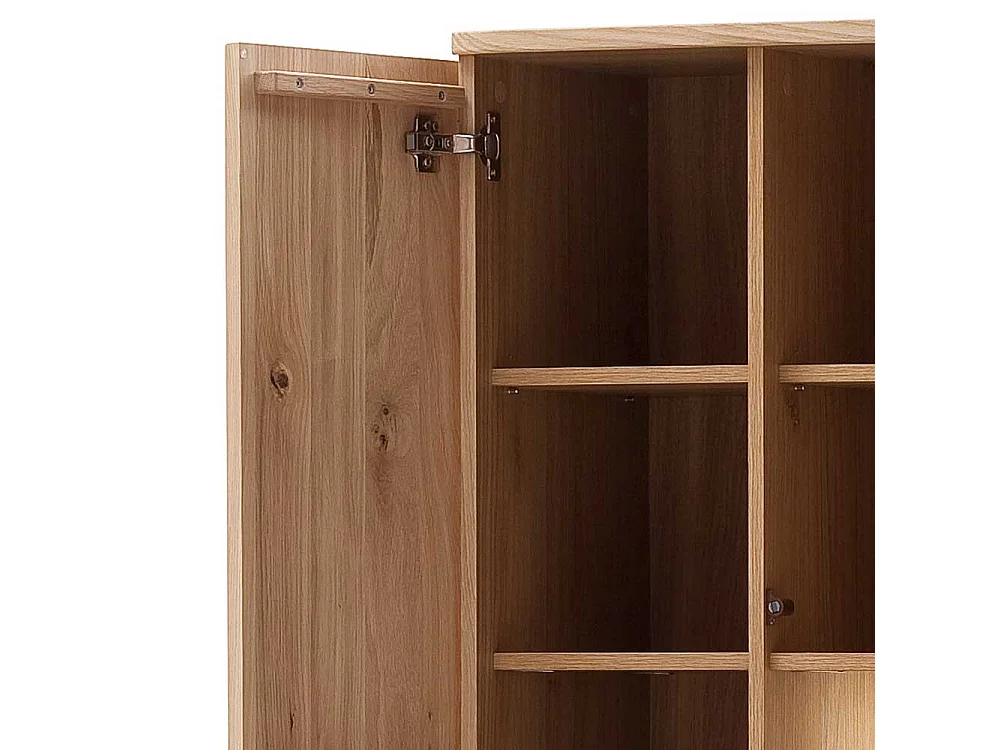 Standvitrine in Balkeneiche Bianco furniert 75 cm breit