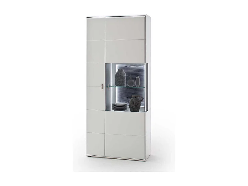 Standvitrine in Weiß und Anthrazit 90 cm breit