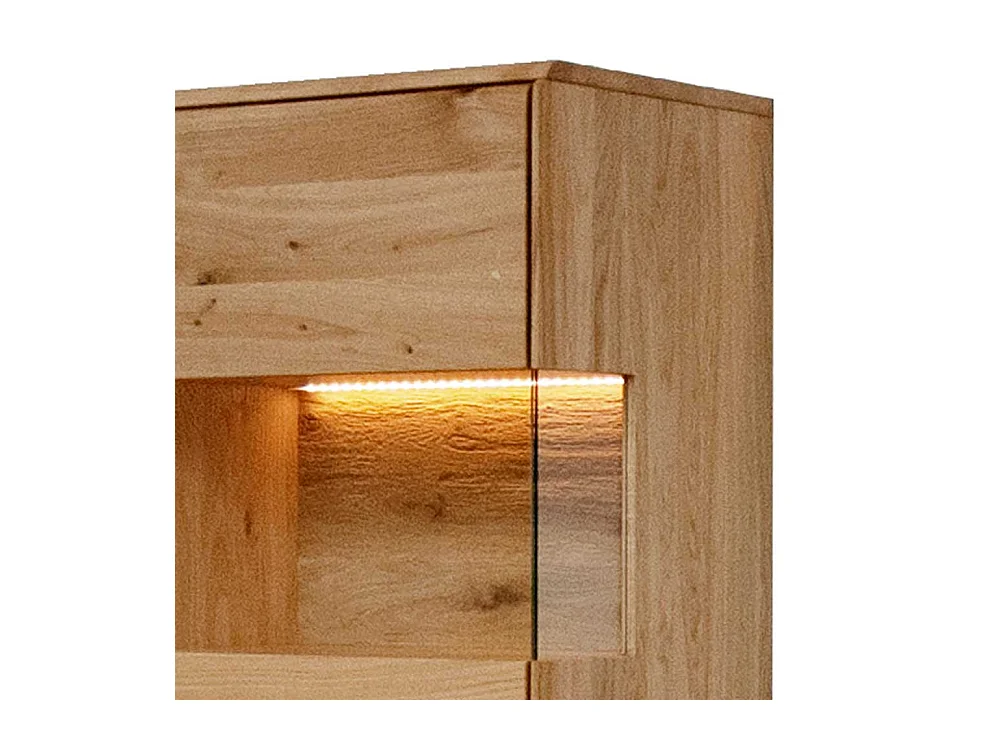 Wohnzimmervitrine aus Wildeiche Massivholz LED Beleuchtung