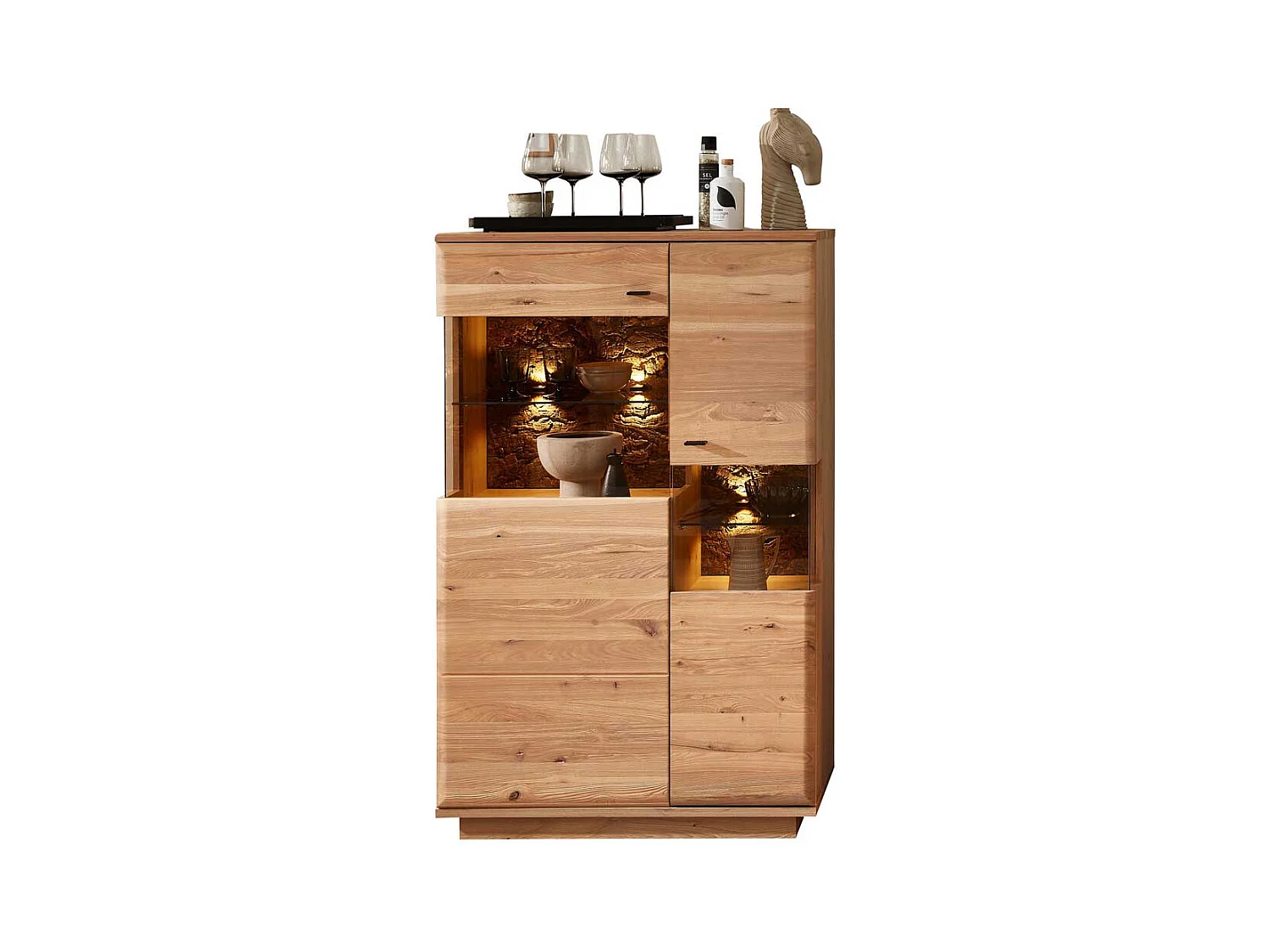 Standvitrine modern in Eschefarben Wildeichefarben