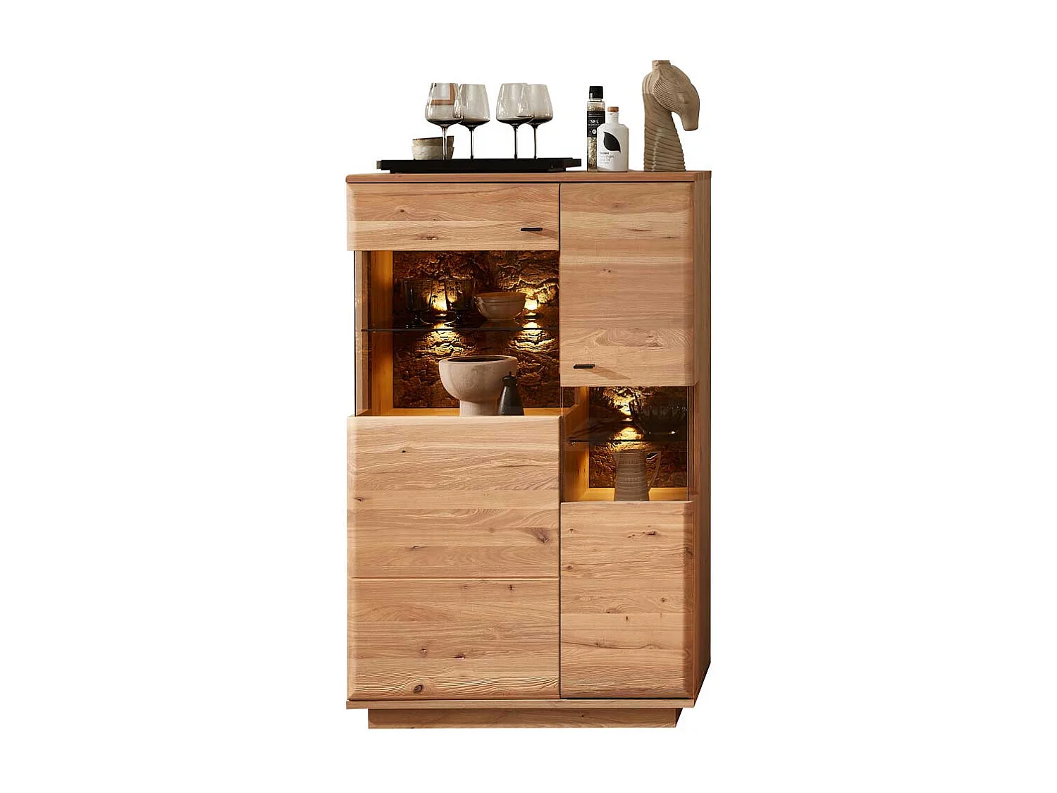 Standvitrine modern in Eschefarben Wildeichefarben