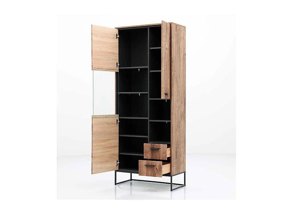 Wohnzimmervitrine in Eiche dunkel Optik Loft Design