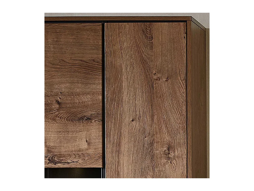 Wohnzimmervitrine in Eiche dunkel Optik Loft Design