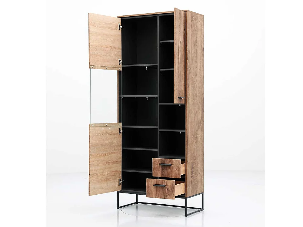 Wohnzimmervitrine in Eiche dunkel Optik Loft Design