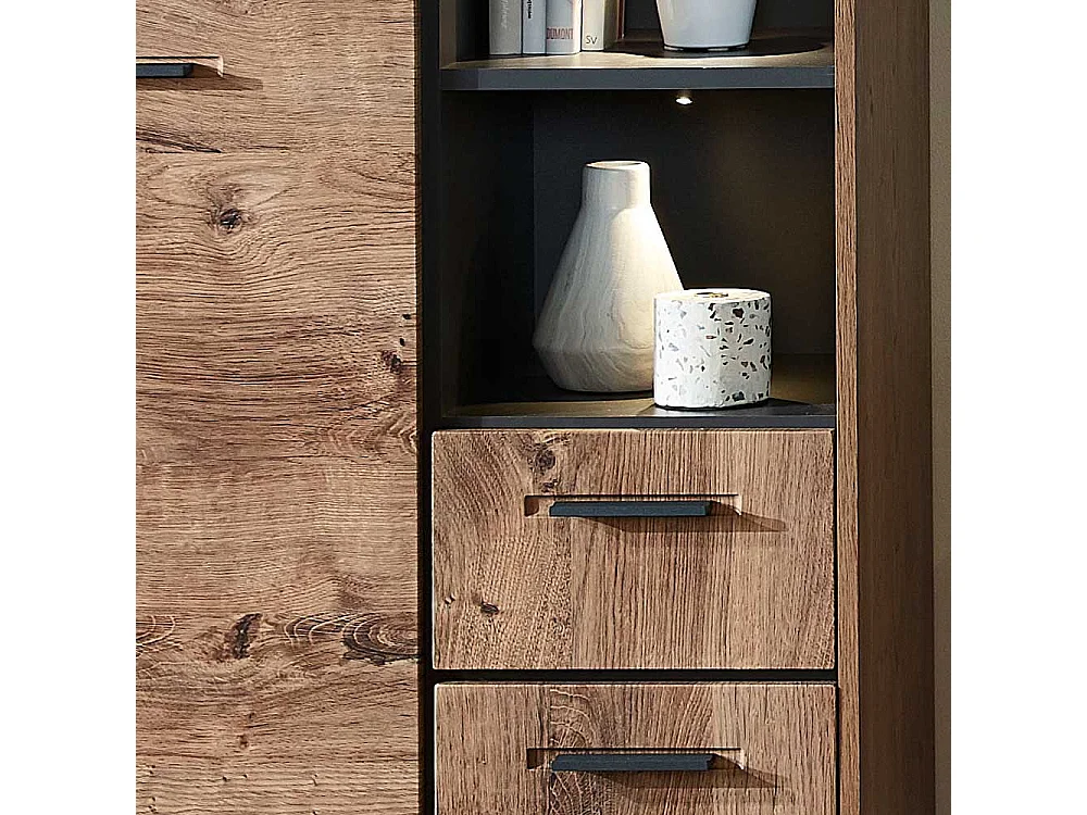 Wohnzimmervitrine in Eiche dunkel Optik Loft Design