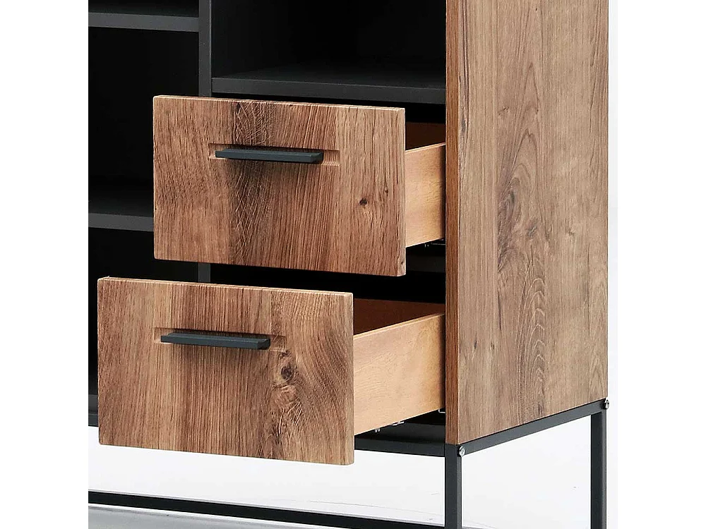 Wohnzimmervitrine in Eiche dunkel Optik Loft Design