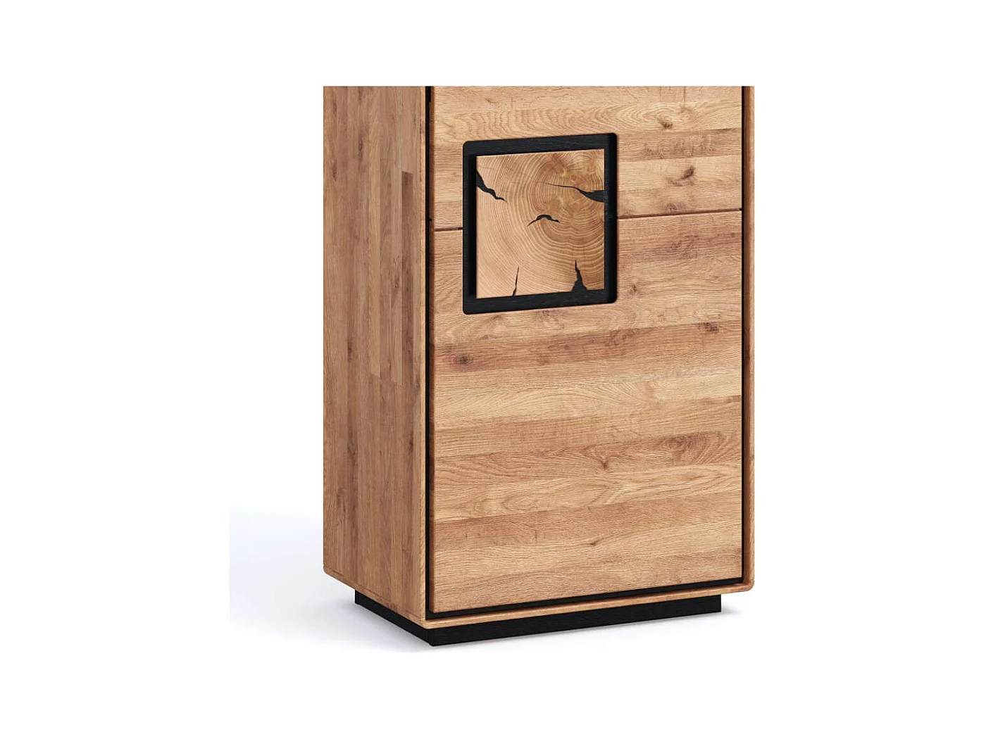 Wohnzimmervitrine Standvitrine aus Wildeiche Massivholz mit zwei Glasböden