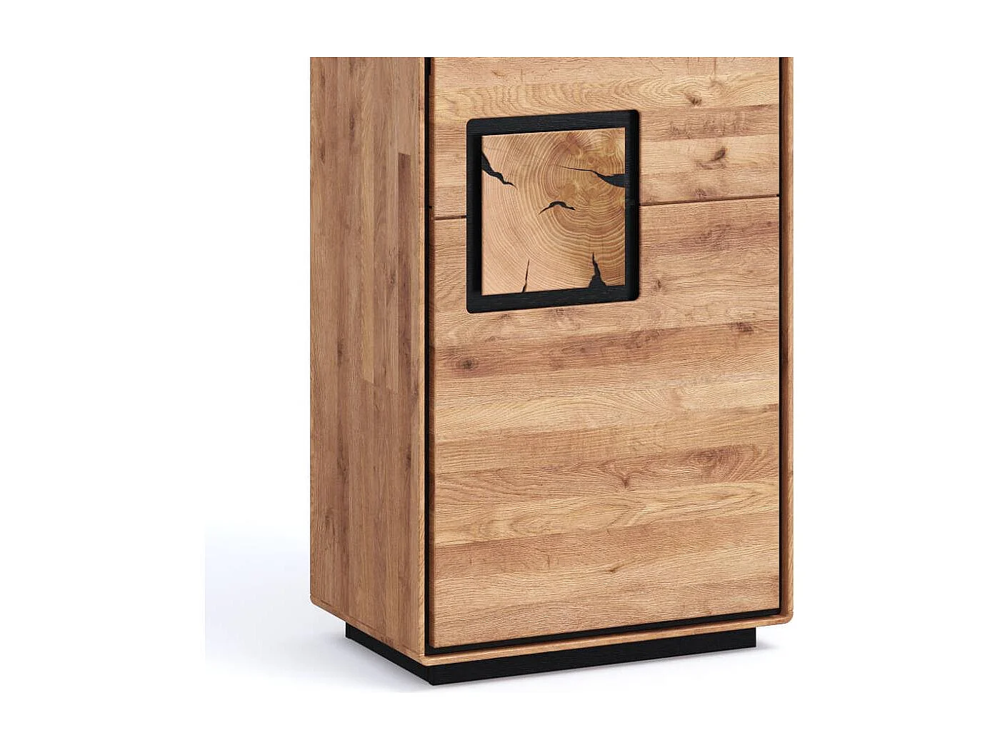 Wohnzimmervitrine Standvitrine aus Wildeiche Massivholz mit zwei Glasböden