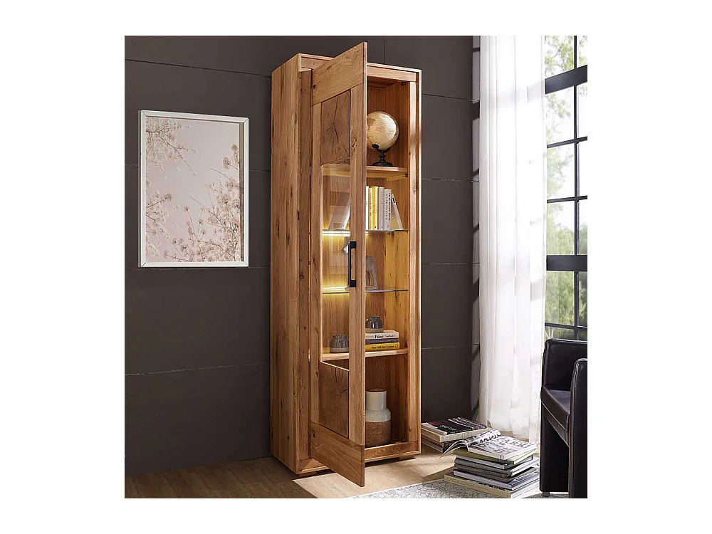 Standvitrine aus Wildeiche Echtholz modern